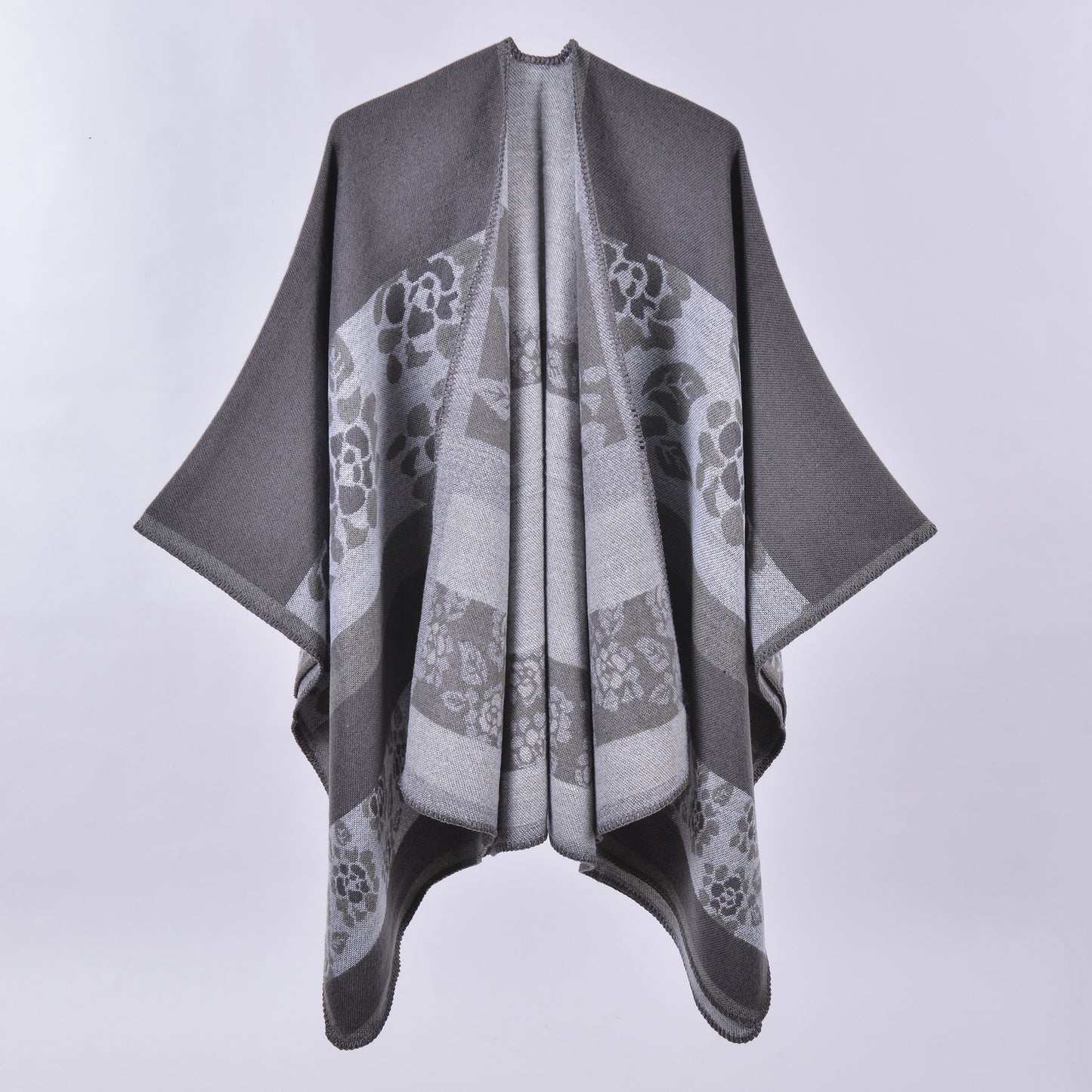 Women's Oversized Plaid Floral Patterned Shawl