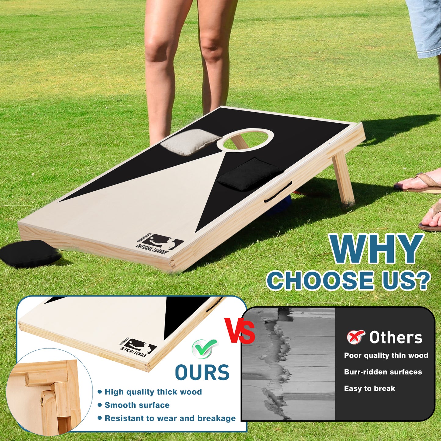 Official Tournament-Size Cornhole Set with All-Weather Bags & Case