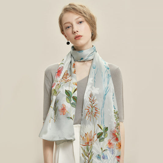 100% Silk Floral Scarf