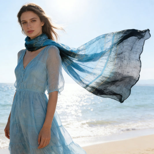 Aura Skinny Wrap Scarf with Iridescent Shimmer