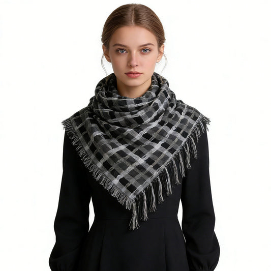 Aura Square Scarf in Minimalist Grey Leopard