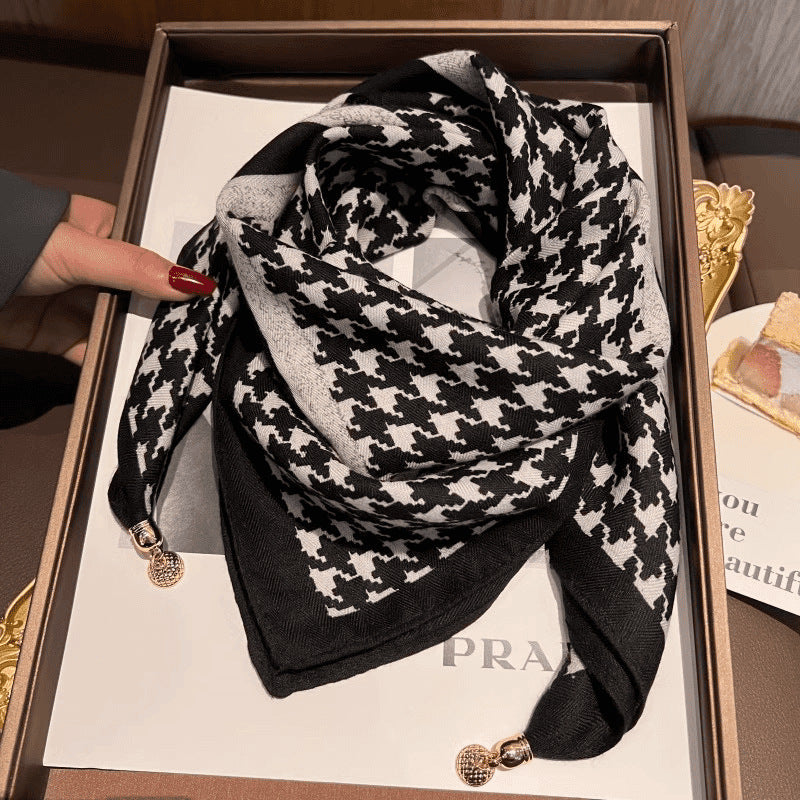 The Magnetic Clasp Square Scarf | Premium Fiber Blend