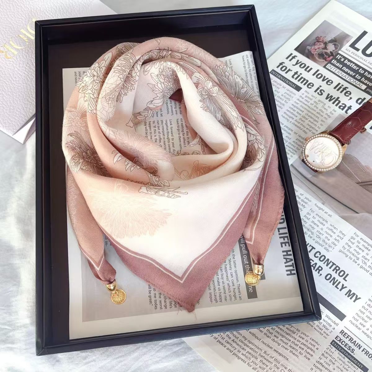 The Magnetic Clasp Square Scarf | Premium Fiber Blend