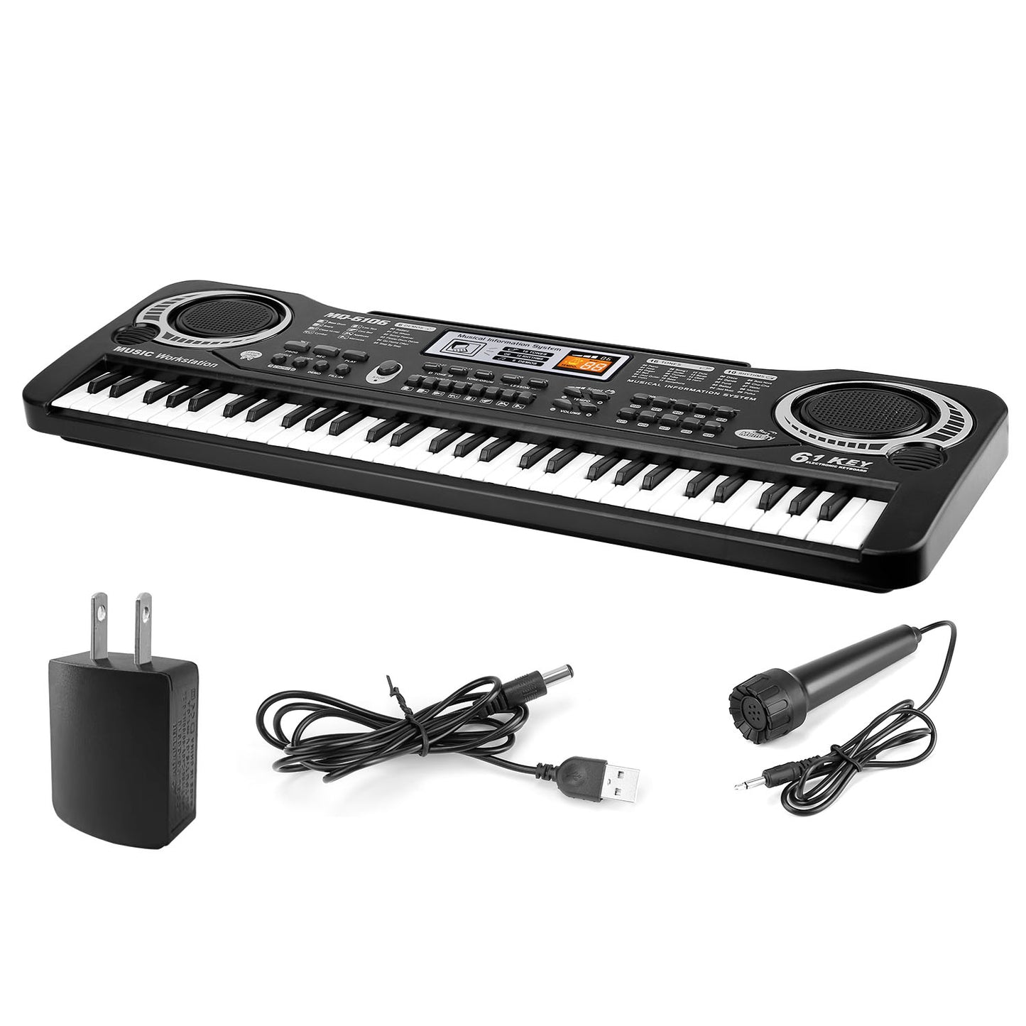 Aura 61-Key Portable Keyboard with Microphone
