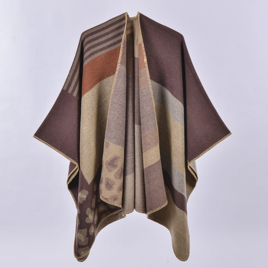 Women's Oversized Plaid Floral Patterned Shawl
