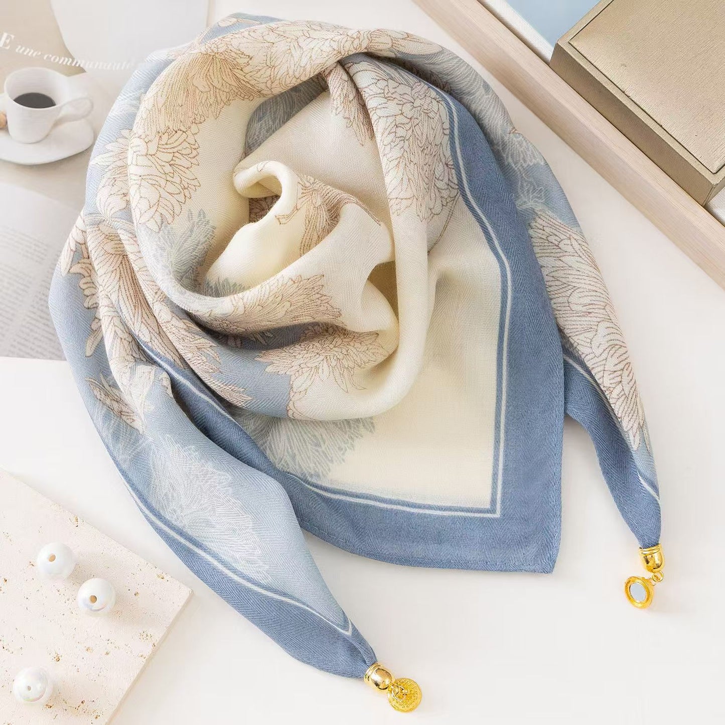 The Magnetic Clasp Square Scarf | Premium Fiber Blend