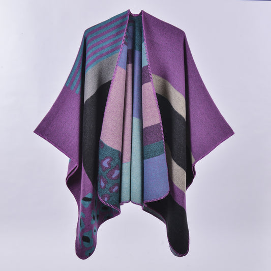 Women's Oversized Plaid Floral Patterned Shawl