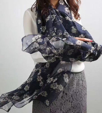 100% Mulberry Silk Chiffon Scarf | Ideal for Summer