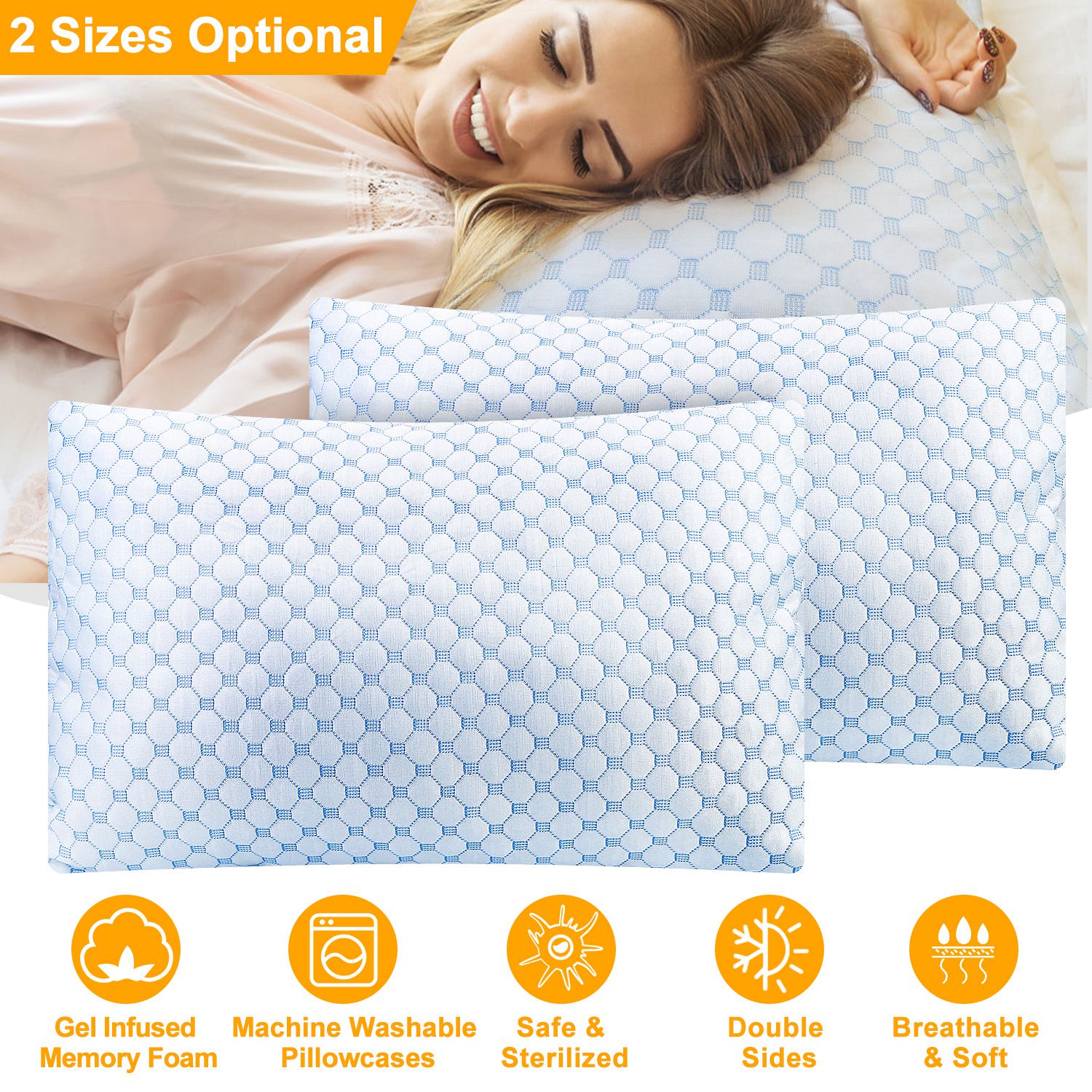 The Aura Bamboo Adjustable Memory Foam Dual-Sided Cooling Pillow