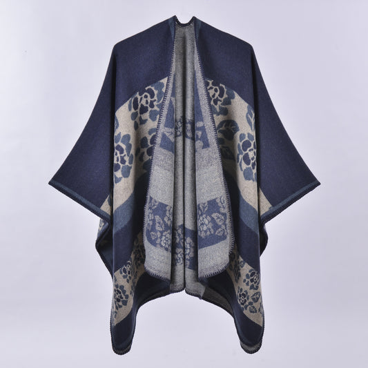 Women's Oversized Plaid Floral Patterned Shawl