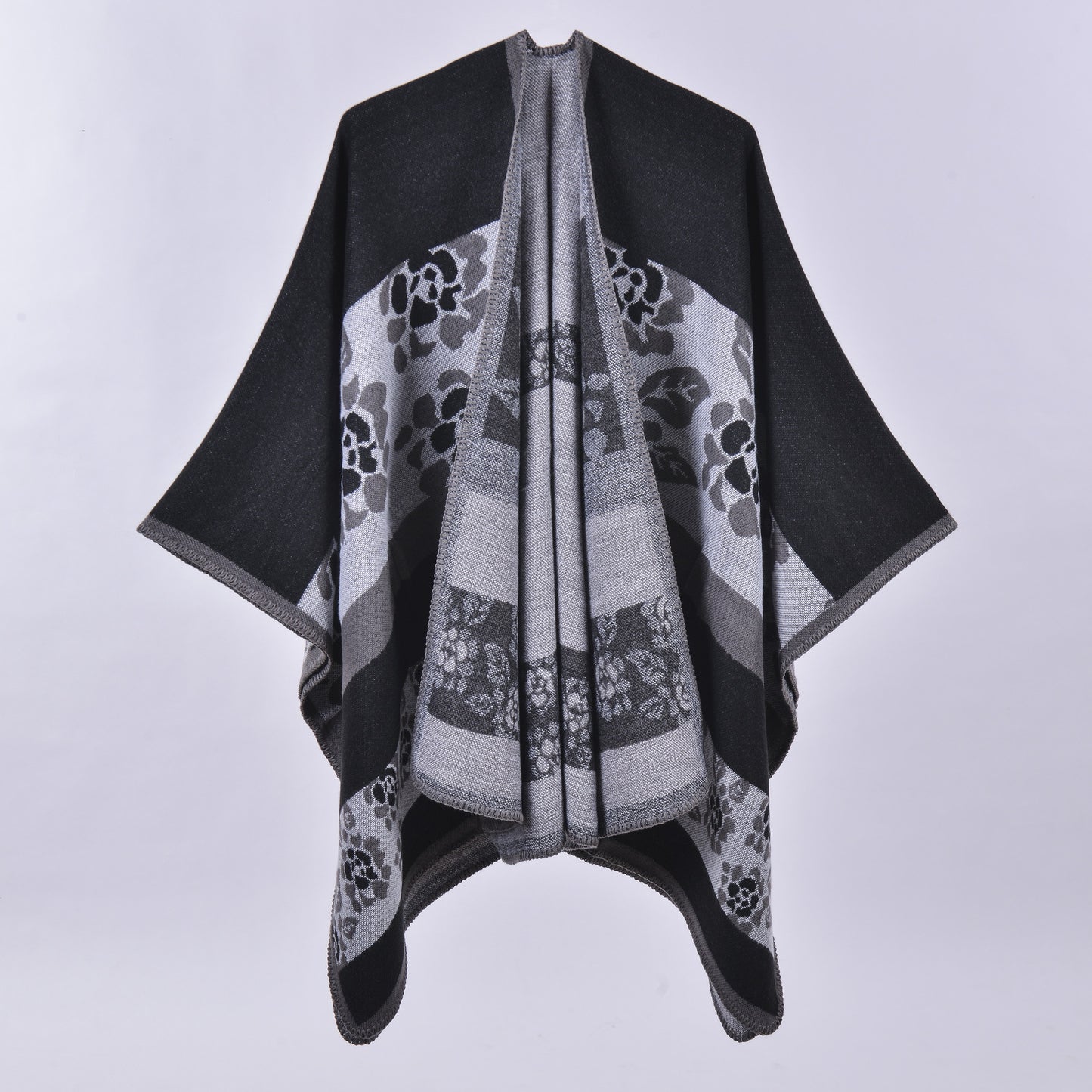 Women's Oversized Plaid Floral Patterned Shawl