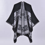 Women's Oversized Plaid Floral Patterned Shawl