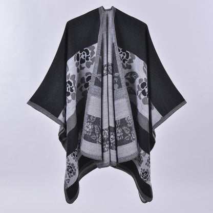 Women's Oversized Plaid Floral Patterned Shawl