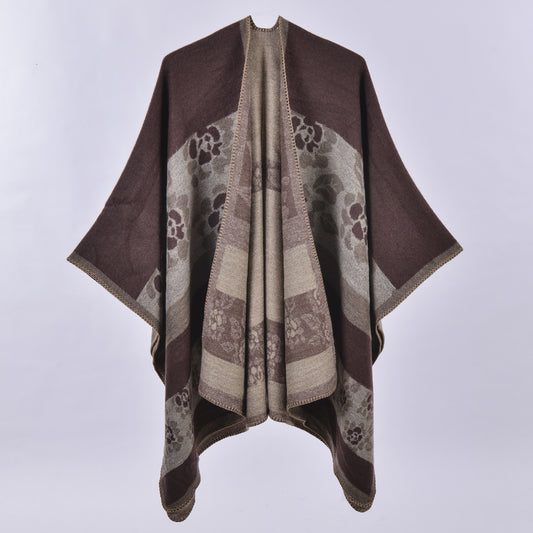 Women's Oversized Plaid Floral Patterned Shawl