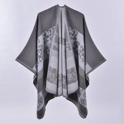 Women's Oversized Plaid Floral Patterned Shawl