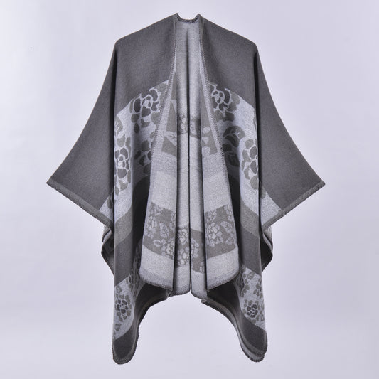 Women's Oversized Plaid Floral Patterned Shawl