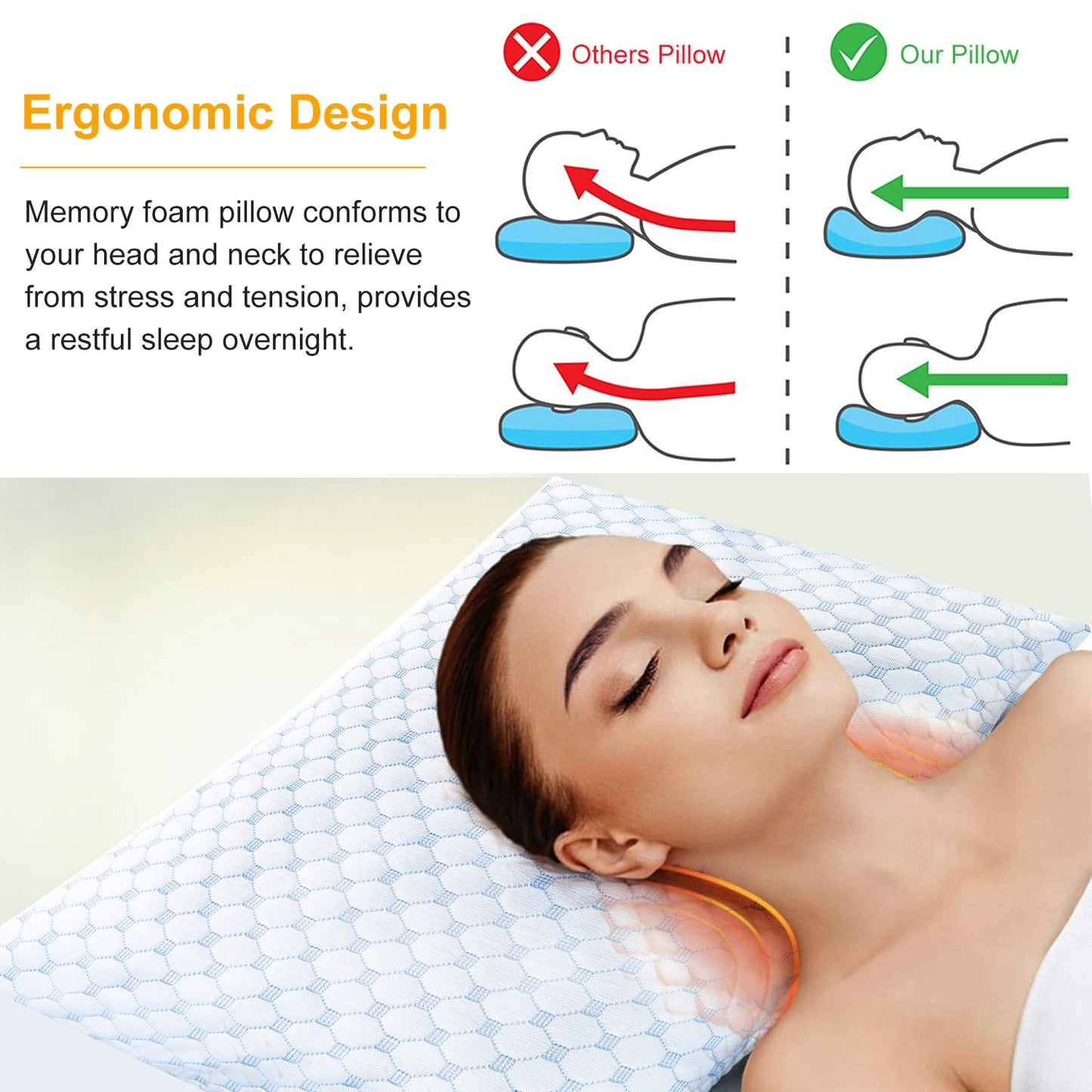 The Aura Bamboo Adjustable Memory Foam Dual-Sided Cooling Pillow