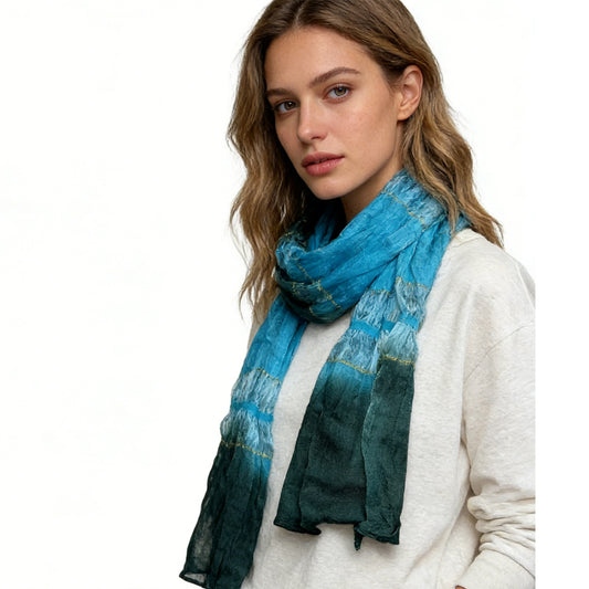 Aura Skinny Wrap Scarf with Iridescent Shimmer