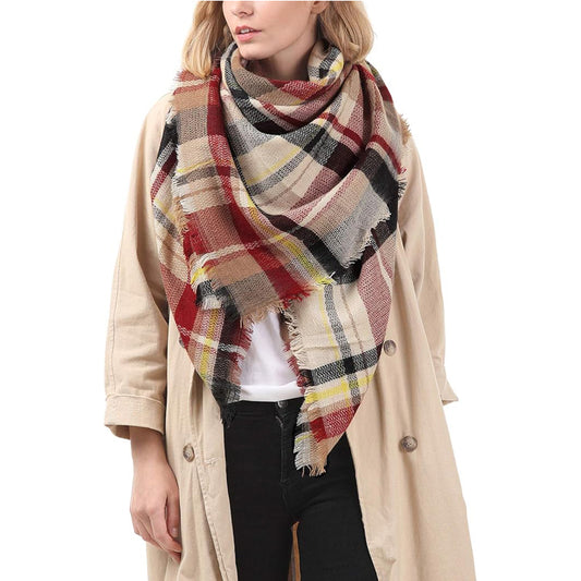 The Arden Wrap: Oversized Cashmere-Blend Tartan Shawl with Tassels