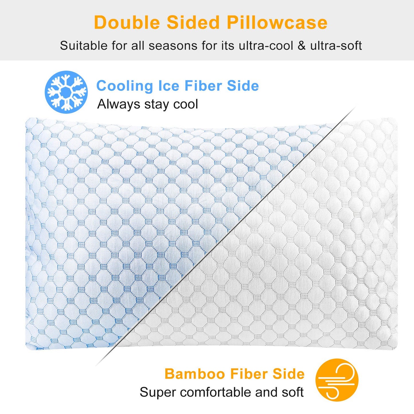 The Aura Bamboo Adjustable Memory Foam Dual-Sided Cooling Pillow
