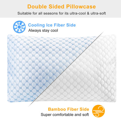 The Aura Bamboo Adjustable Memory Foam Dual-Sided Cooling Pillow