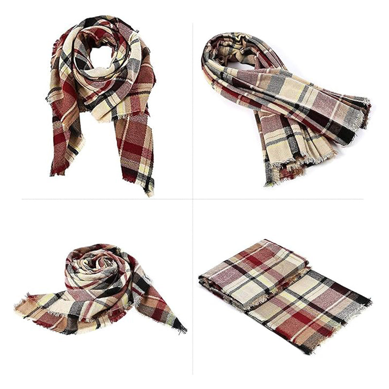 The Arden Wrap: Oversized Cashmere-Blend Tartan Shawl with Tassels