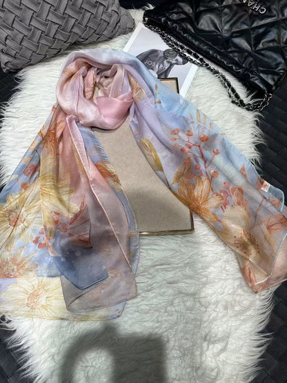 100% Mulberry Silk Chiffon Scarf | Ideal for Summer