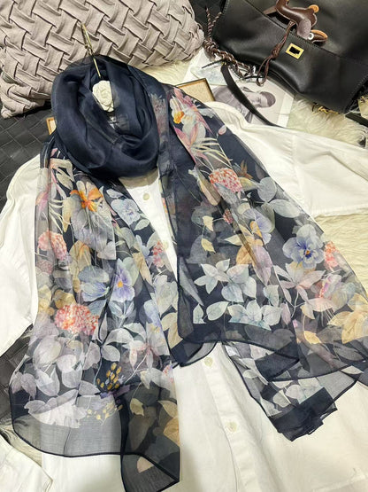 100% Mulberry Silk Chiffon Scarf | Ideal for Summer