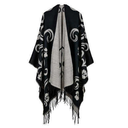 Women's Oversized Plaid Floral Patterned Shawl