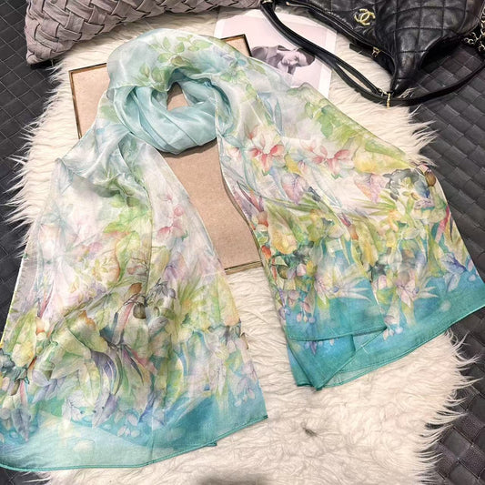 100% Mulberry Silk Chiffon Scarf | Ideal for Summer