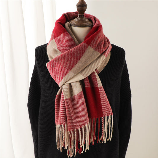 Women's Insulated Geometric Plaid Scarf