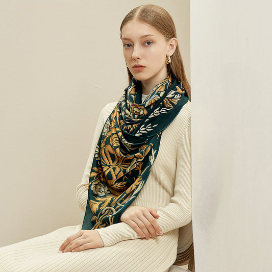 100% Silk Floral Scarf