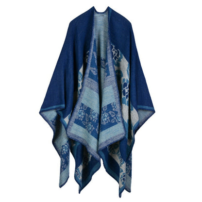 Women's Oversized Plaid Floral Patterned Shawl