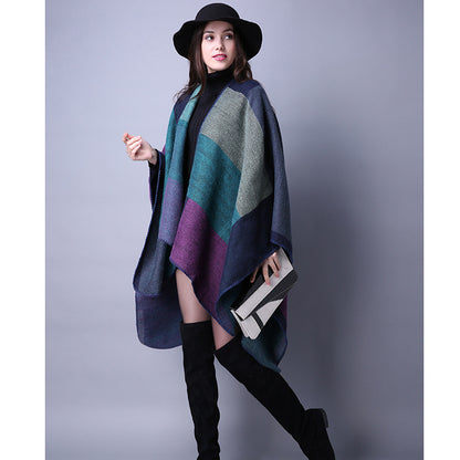Women's Oversized Plaid Floral Patterned Shawl