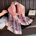 Floral Embroidered Scarf with UV Protection for Women