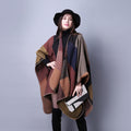 Women's Oversized Plaid Floral Patterned Shawl