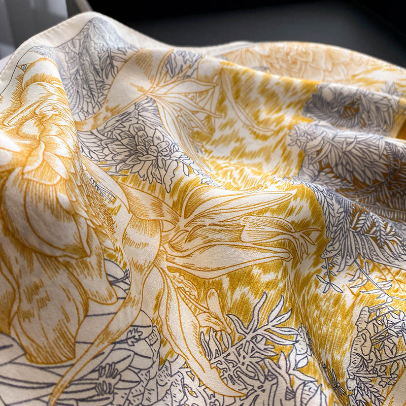 100% Mulberry Silk Kerchief Scarf | Large Square Wrap