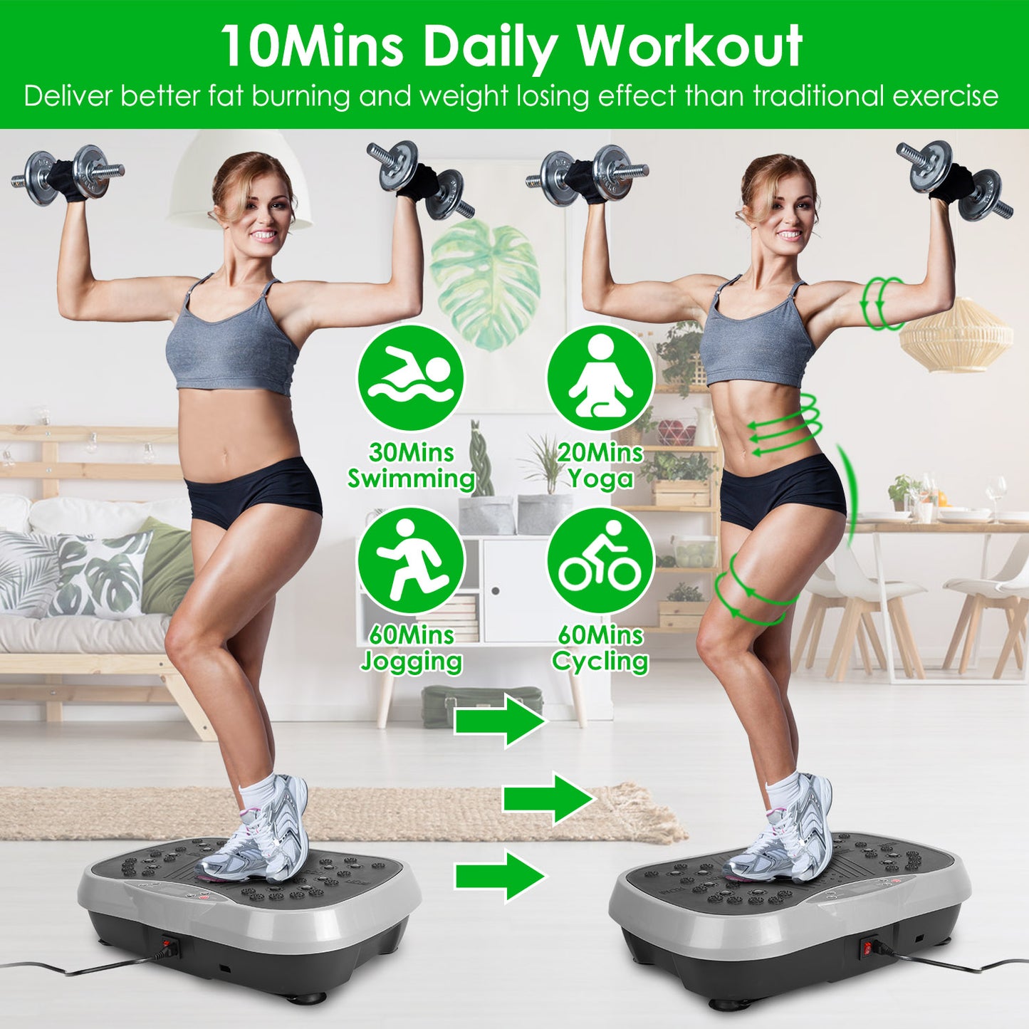 Full Body Workout Vibration Platform with Resistance Bands