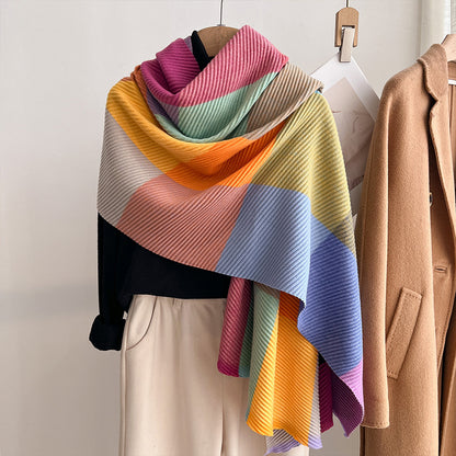 Premium Cotton Multicolor Crinkled All-Season Shawl Wrap