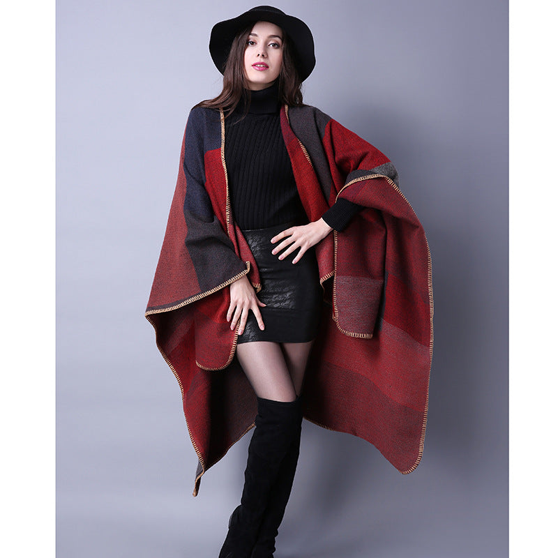 Women's Oversized Plaid Floral Patterned Shawl