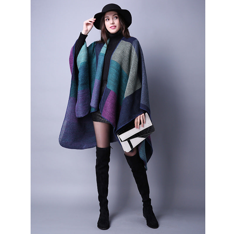 Women's Oversized Plaid Floral Patterned Shawl