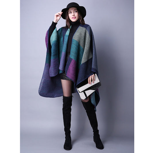 Women's Oversized Plaid Floral Patterned Shawl