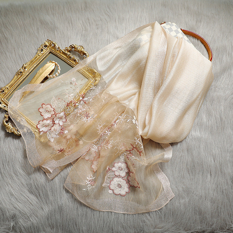 Premium Artisan Embroidered Silk & Wool Scarf