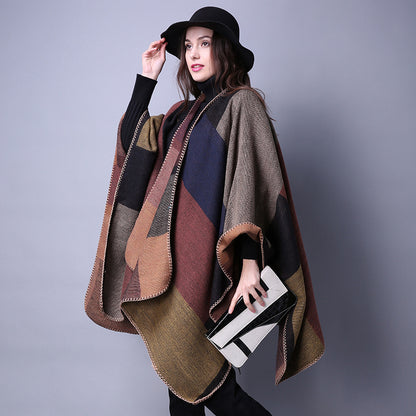 Women's Oversized Plaid Floral Patterned Shawl