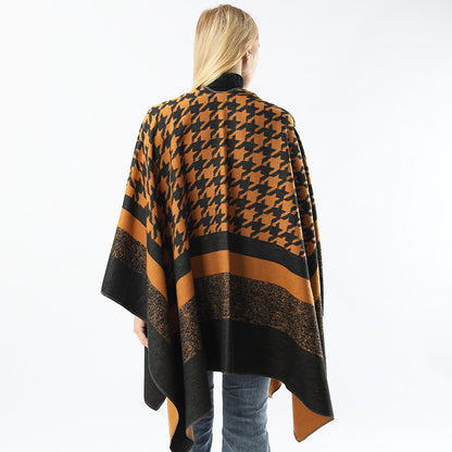 Women's Orange Plaid Winter Shawl