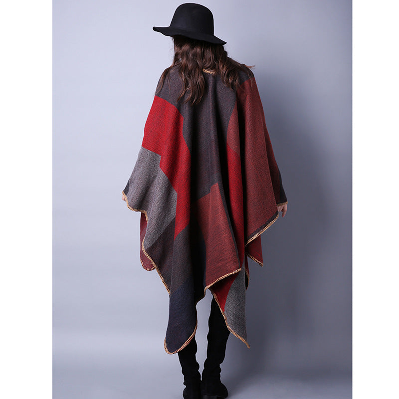 Women's Oversized Plaid Floral Patterned Shawl