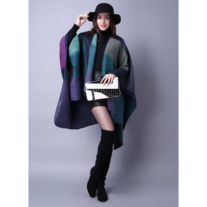 Women's Oversized Plaid Floral Patterned Shawl