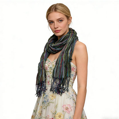 The Moss Jacquard Crinkle Weave Utility Scarf