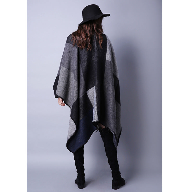 Women's Oversized Plaid Floral Patterned Shawl