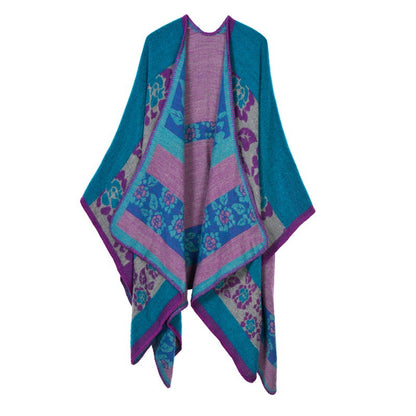 Women's Oversized Plaid Floral Patterned Shawl
